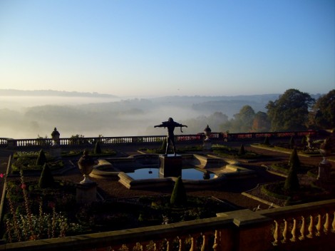 Beautiful photograph of the grounds swathed in mist. Photo credit: Robert Kay